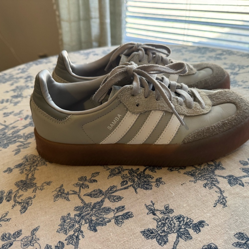 Women’s Adidas Sambas Gray and White Women's Sneakers - Picture 6 of 12